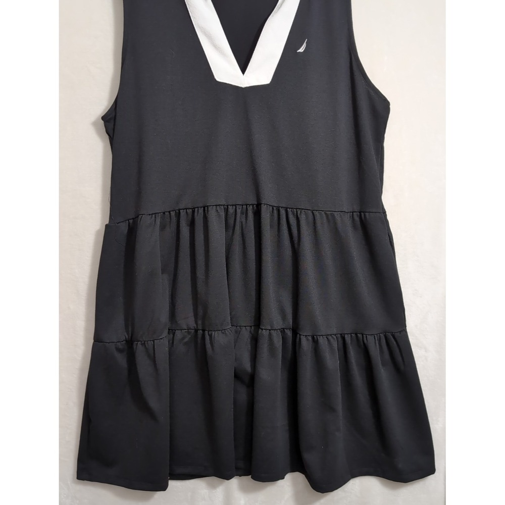Nautica Tiered Dress Womens XXL Black White Sleeveless Beachy Office Casual - Picture 4 of 8